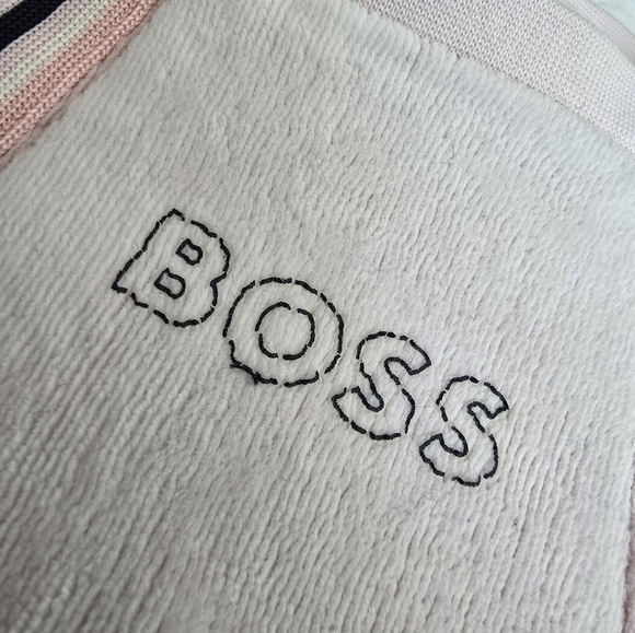 BOSS Velour Logo Footed Sleeper Footies Pajamas 6 Months - Pale Pink - Picture 4 of 9